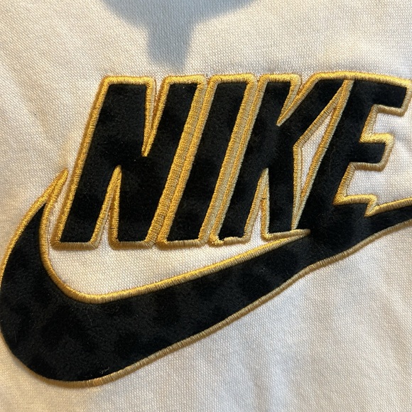 Womens Nike Hooded Fleece sweatshirt Logo black gold outline plus 1X white - Picture 4 of 4